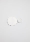 Two white circles on a light gray background